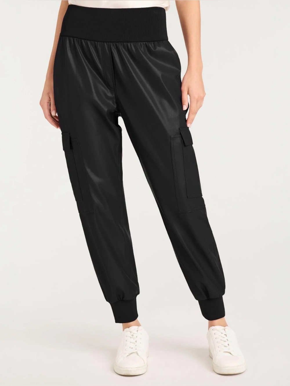 Cinq à Sept Black Vegan Leather Gilles Joggers, Size Medium